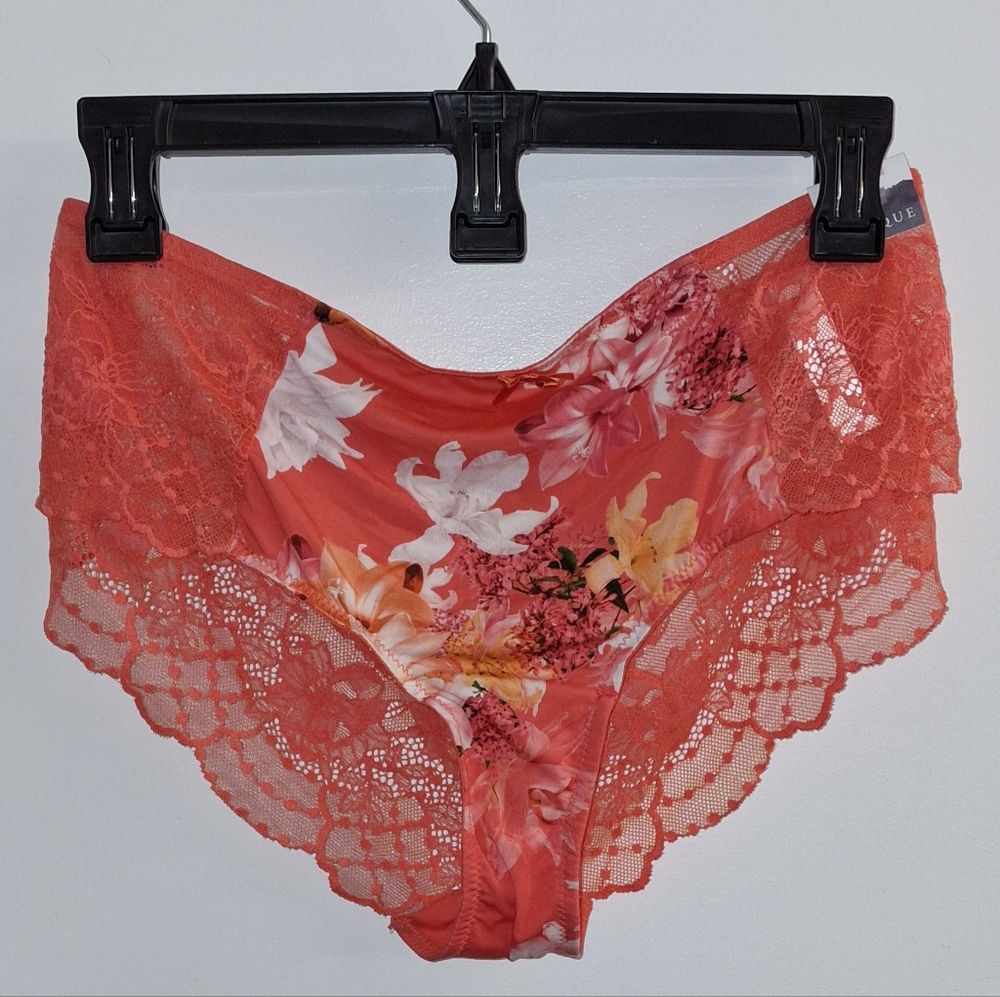 Women's Cacique Floral Cheeky Panties With Strappy Full Lace Back Size 14/16
